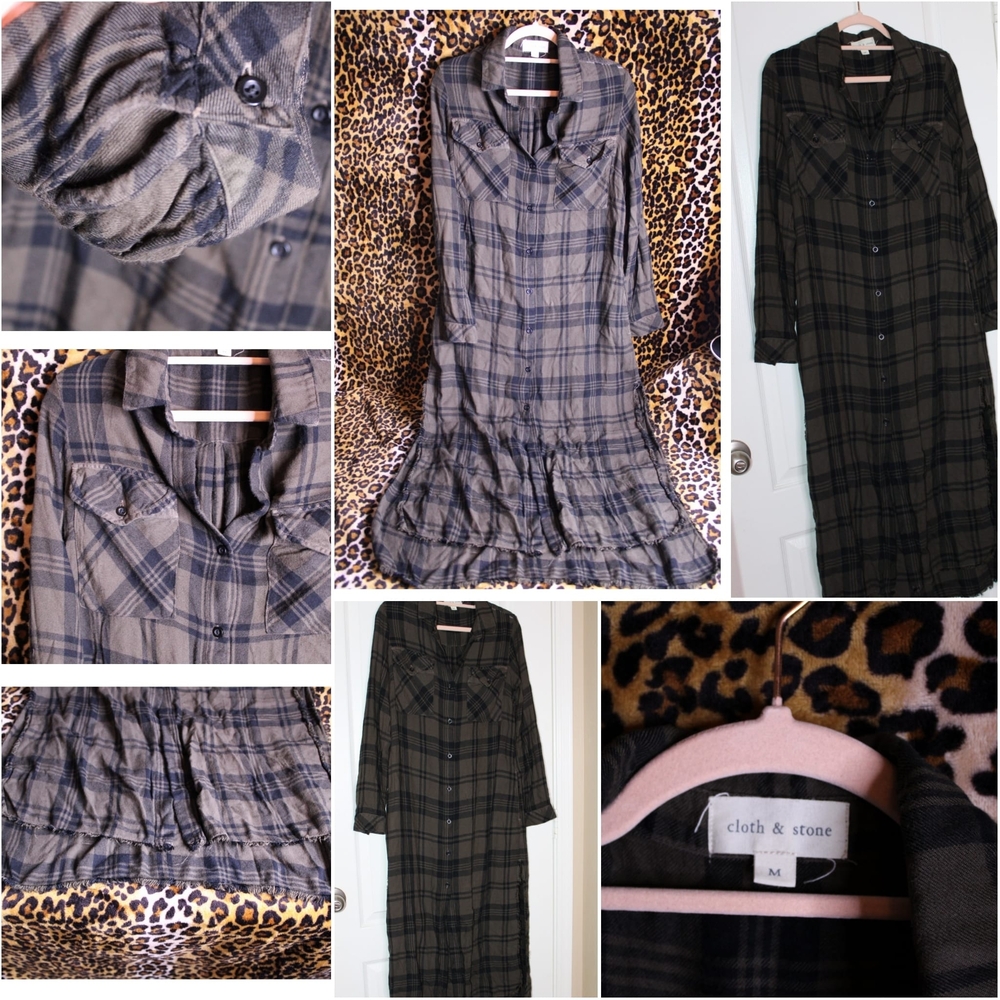 cloth & stone charcoal plaid shacket